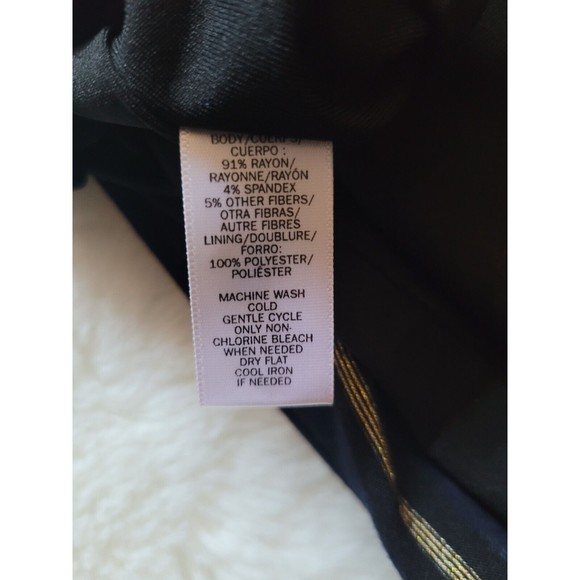 Loft Womens Faux Wrap Knee Length Dress Gold Striped Size Medium Petite - Picture 7 of 9